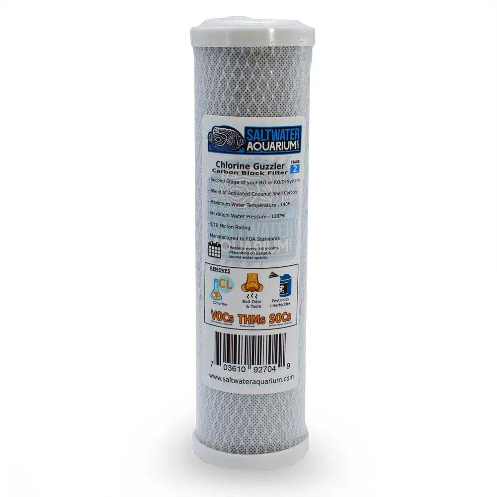 10" Carbon Block Filter Cartridge (5.0 Micron) | High Purity Coconut Shell Activated Carbon Block - SaltwaterAquarium