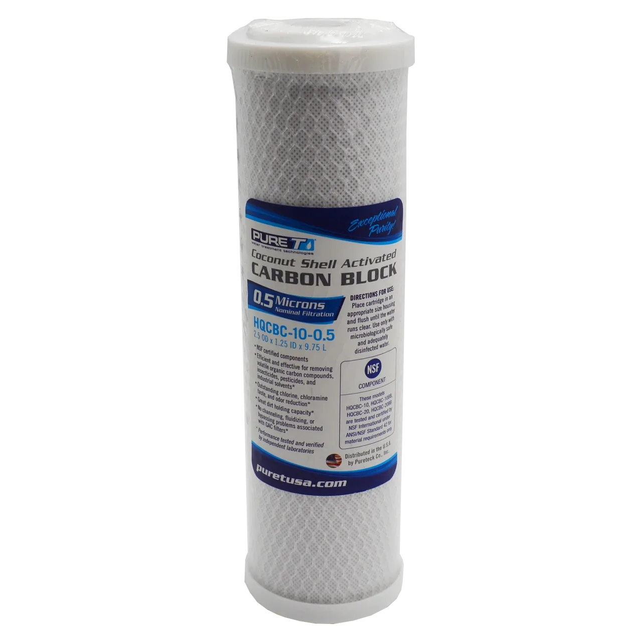 10" RODI Standard (0.5 Micron) Coconut Carbon Block Filter