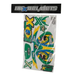 100X Helmets 100 X Team Brazil Sticker Set