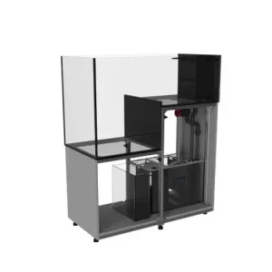 112 Gallon Peninsula Drop Off Aquarium w/ White Stand - Full Package - Fiji Cube