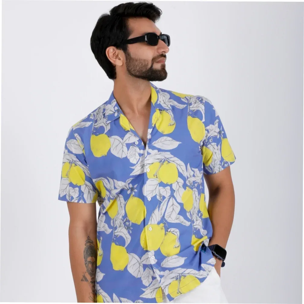 15 Buttons Santorini Pet Parent Shirt for Men (Blue) - Image 2