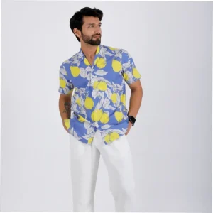 15 Buttons Santorini Pet Parent Shirt for Men (Blue)
