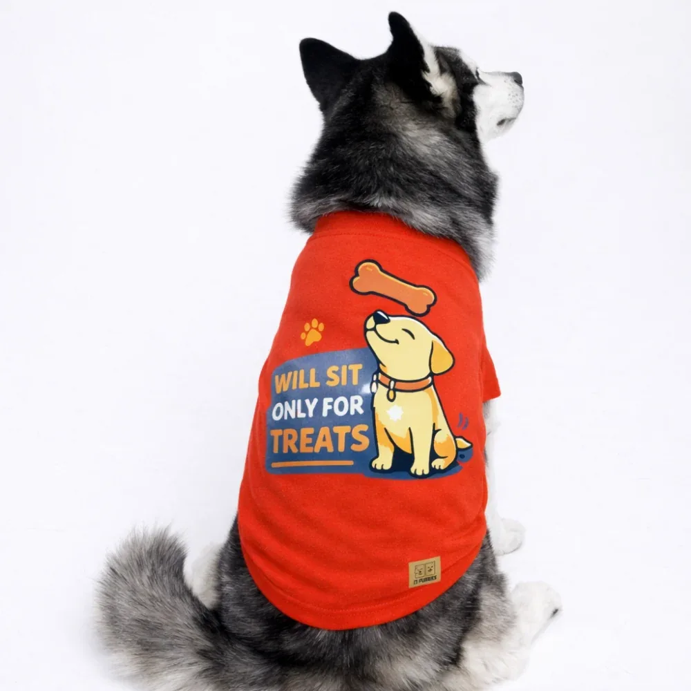 15 Furries Only Treats Sleeveless T shirts for Dogs (Red) - Image 2