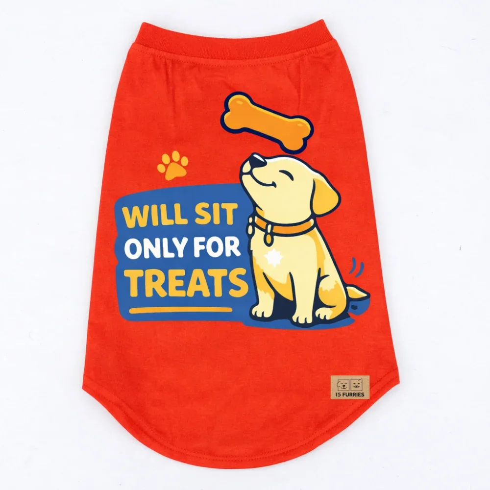 15 Furries Only Treats Sleeveless T shirts for Dogs (Red)