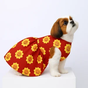 15 Furries Smiling Sunflower Dress for Dogs (Red)