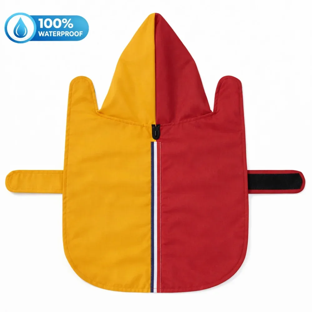 15 Furries Urban Colorblock Waterproof Raincoat for Dogs (Red & Yellow) - Image 2