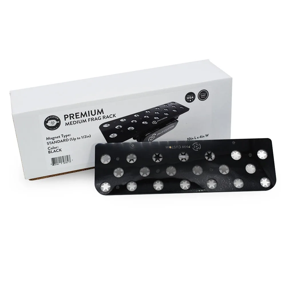 20 Hole Premium Medium Frag Rack (1/2" Glass) Black w/Frag Lock - PNW Customs