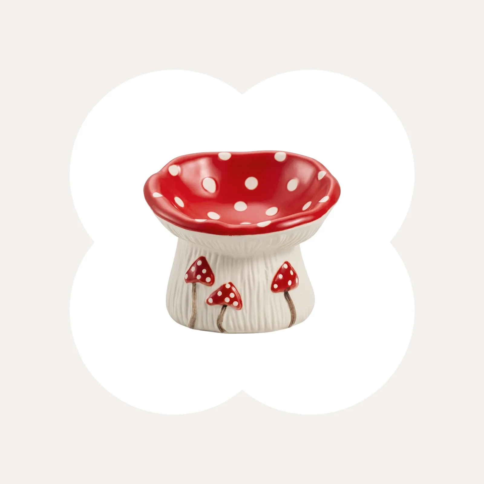 3.4oz Mushroom Picnic Ceramic Cat Bowl - Image 2