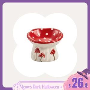 3.4oz Mushroom Picnic Ceramic Cat Bowl