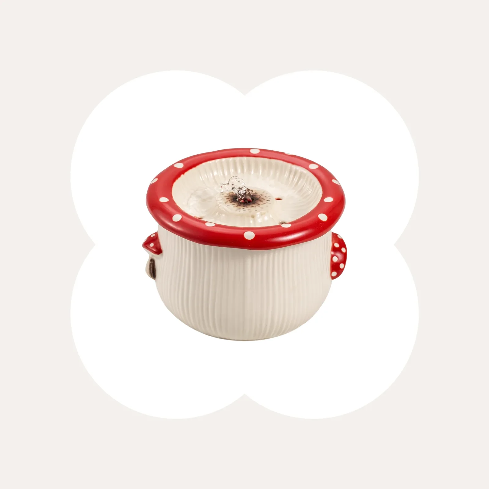 30oz Mushroom Picnic Ceramic Cat Water Fountain - Image 2