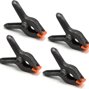 (4 Pack) 4.5 inch Nylon Spring Clamps - Heavy Duty Clips (Black & Orange)