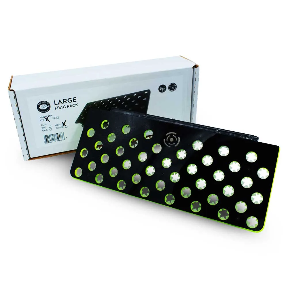 44 Hole Large Frag Rack (3/4" Glass) Goblin Green w/Frag Lock & Reinforced Magnets - PNW Customs