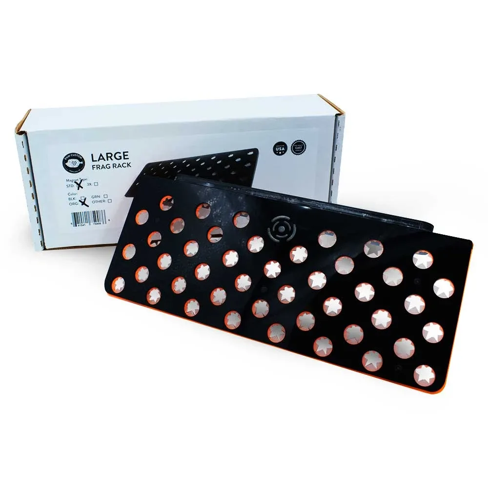44 Hole Large Frag Rack (3/4" Glass) Orange w/Frag Lock & Reinforced Magnets - PNW Customs