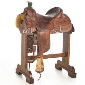 4T Saddlery Used 15in Acorn/Oak Tooled Team Roper