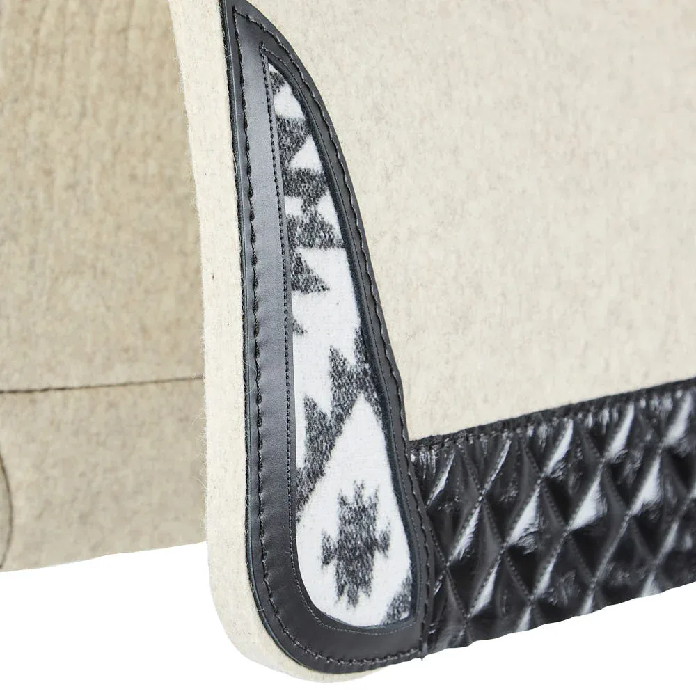 5 Star Equine Products Supplies Inc. 3/4in Barrel Racer Black/White Aztec Inlay Felt Saddle Pad - Image 2