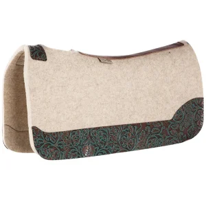 5 Star Equine Products Supplies Inc. 3/4in Barrel Racer Turquoise Brown Cowboy Tool Natural Felt Saddle Pad