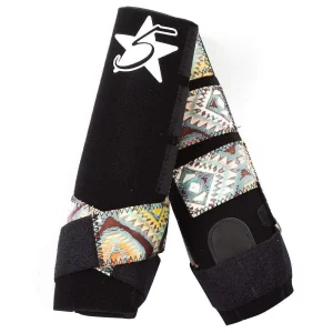 5 Star Equine Products Supplies Inc. 5 Patriot Hind Splint Boots with Hand Painted Azteca Nativo Pull Tabs