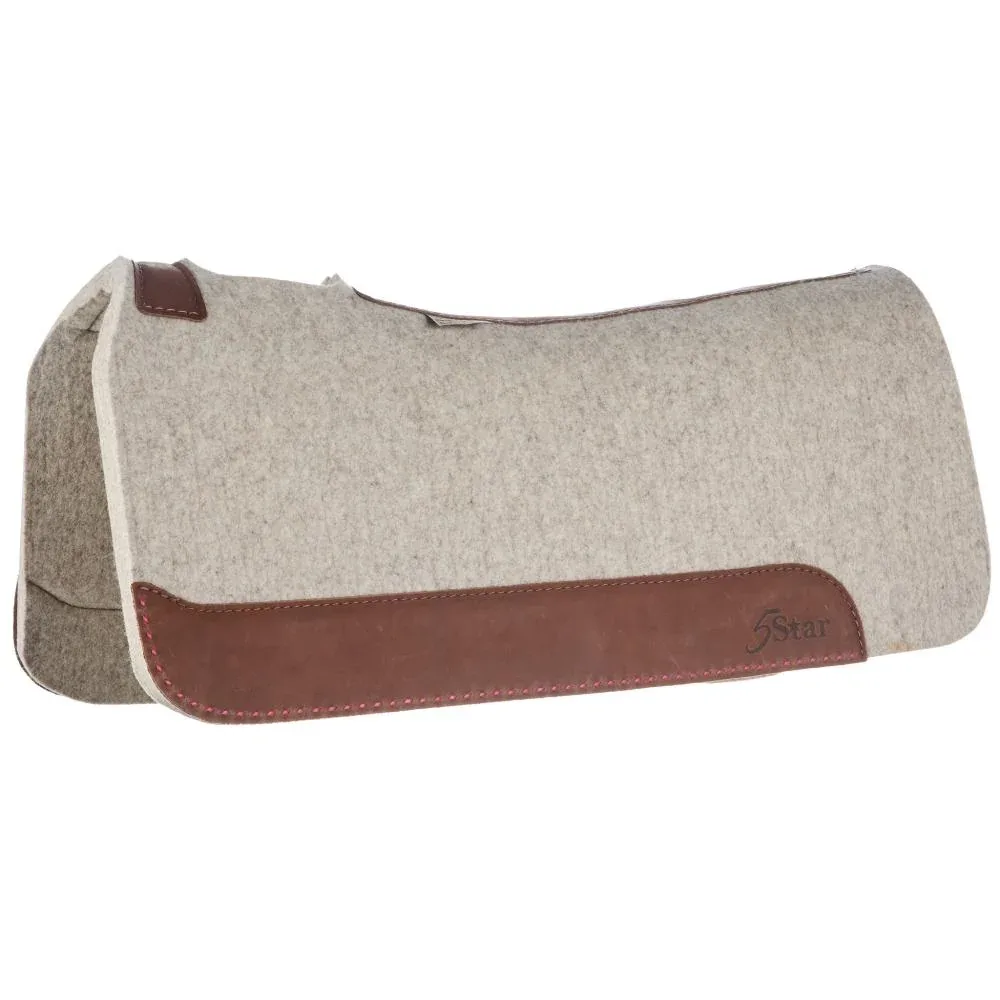 5 Star Equine Products Supplies Inc. 7/8in Natural Felt Saddle Pad with Hot Pink Buckstitch