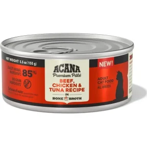 ACANA Premium Beef Chicken & Tuna in Bone Broth Pate Wet Cat Food