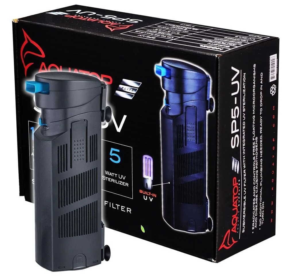 Adjustable Flow Submersible UV Filter SP5UV (5 Watt) - AquaTop