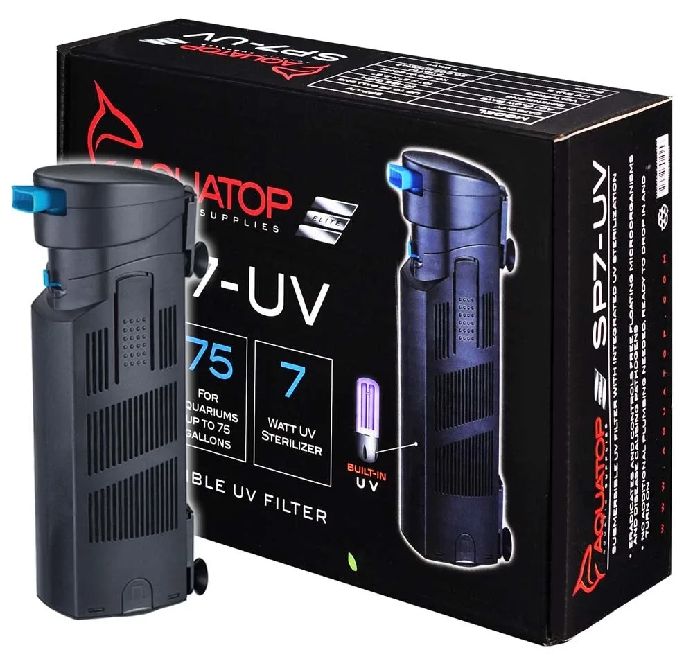 Adjustable Flow Submersible UV Filter SP7UV (7 Watt) - AquaTop