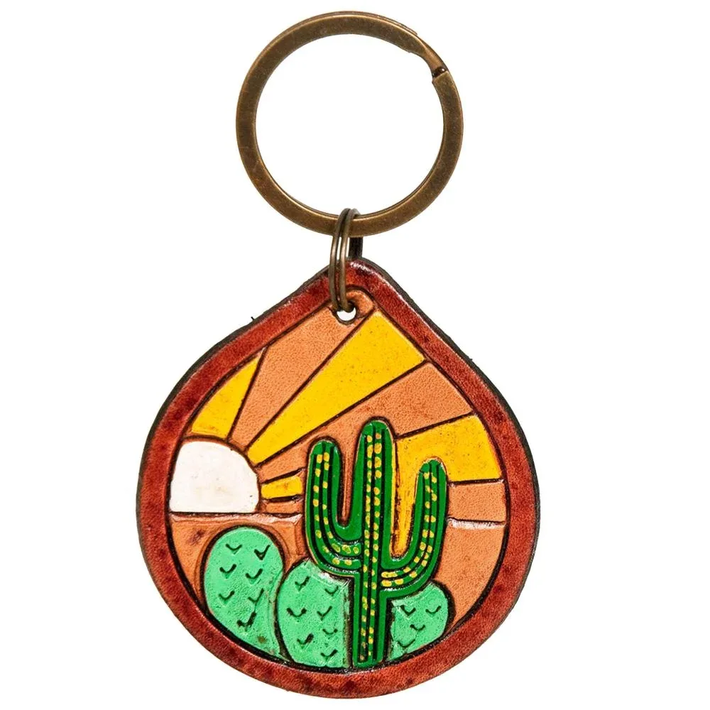 American Darling Cactus Sunrise Leather Key Chain