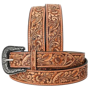 American Darling Tan Tooled Floral Belt