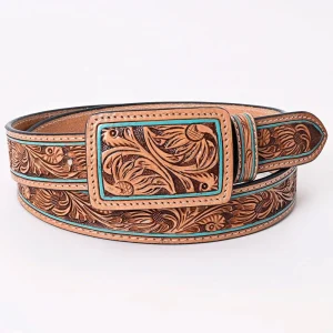 American Darling Turquoise Trim Tooled Belt