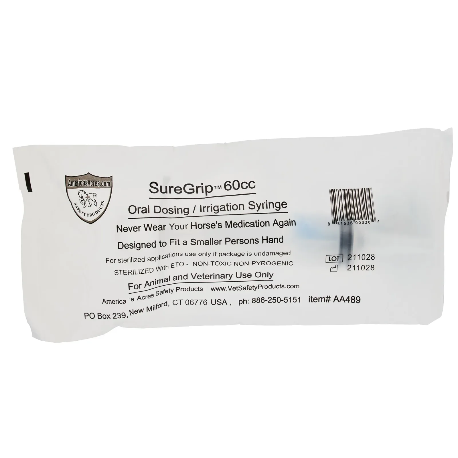 Americas Acres Sure Grip Oral Medication Syringe 60cc - Image 2
