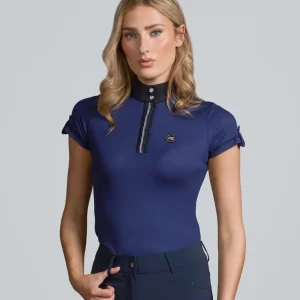 Amia Ladies Technical Short Sleeve Riding Top Navy