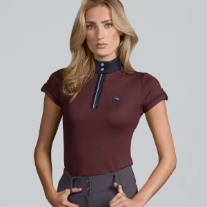 Amia Ladies Technical Short Sleeve Riding Top Wine