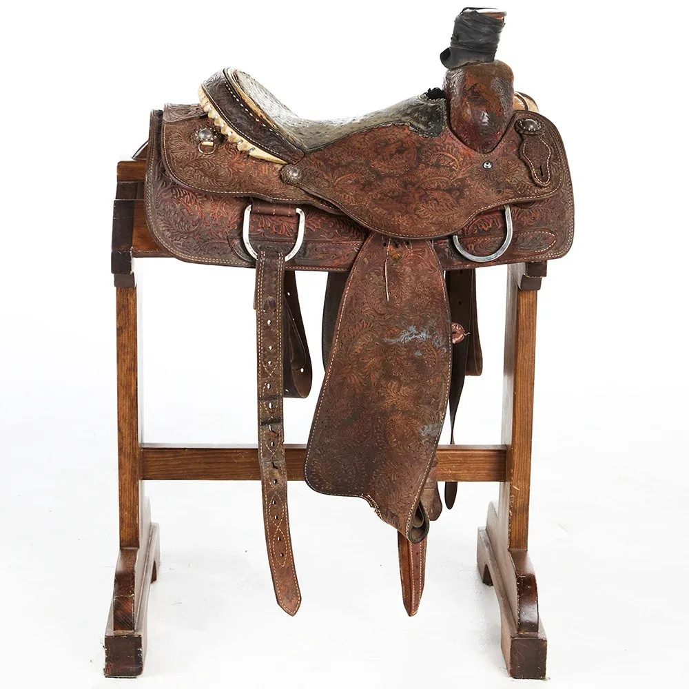 Ammerman Used 14in Full Oak Leaf Tooled Team Roper - Image 2