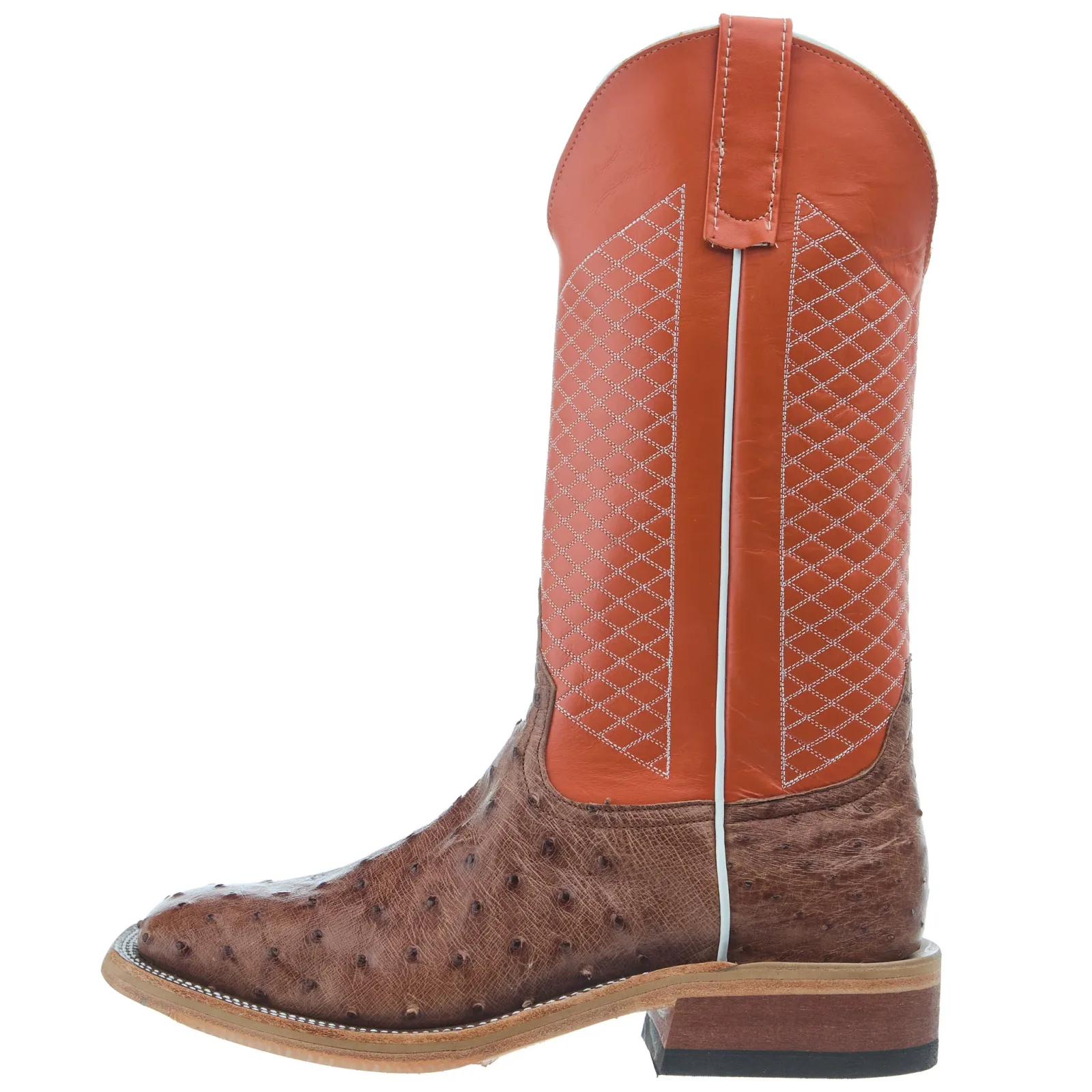 Anderson Bean Men`s AB Ride Ready Rum Brown Full Quill Ostrich Vamp 13in Tangerine Glove Top - Image 2
