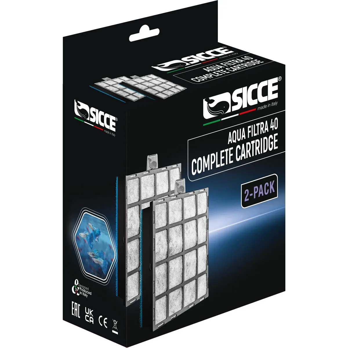 AQUA FILTRA 40 Replacement Complete Cartridge (2 Pack) - Sicce