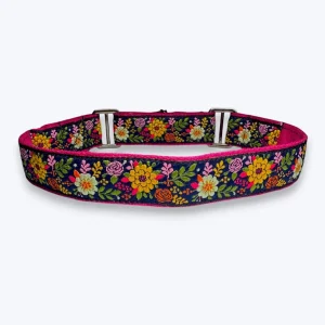 Aramesh Coastal Bloom Martingale Collar for Dogs (Pink and Navy Blue)