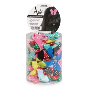 Aria Assorted Grosgrain Dot Bow Canisters, 100 Pcs