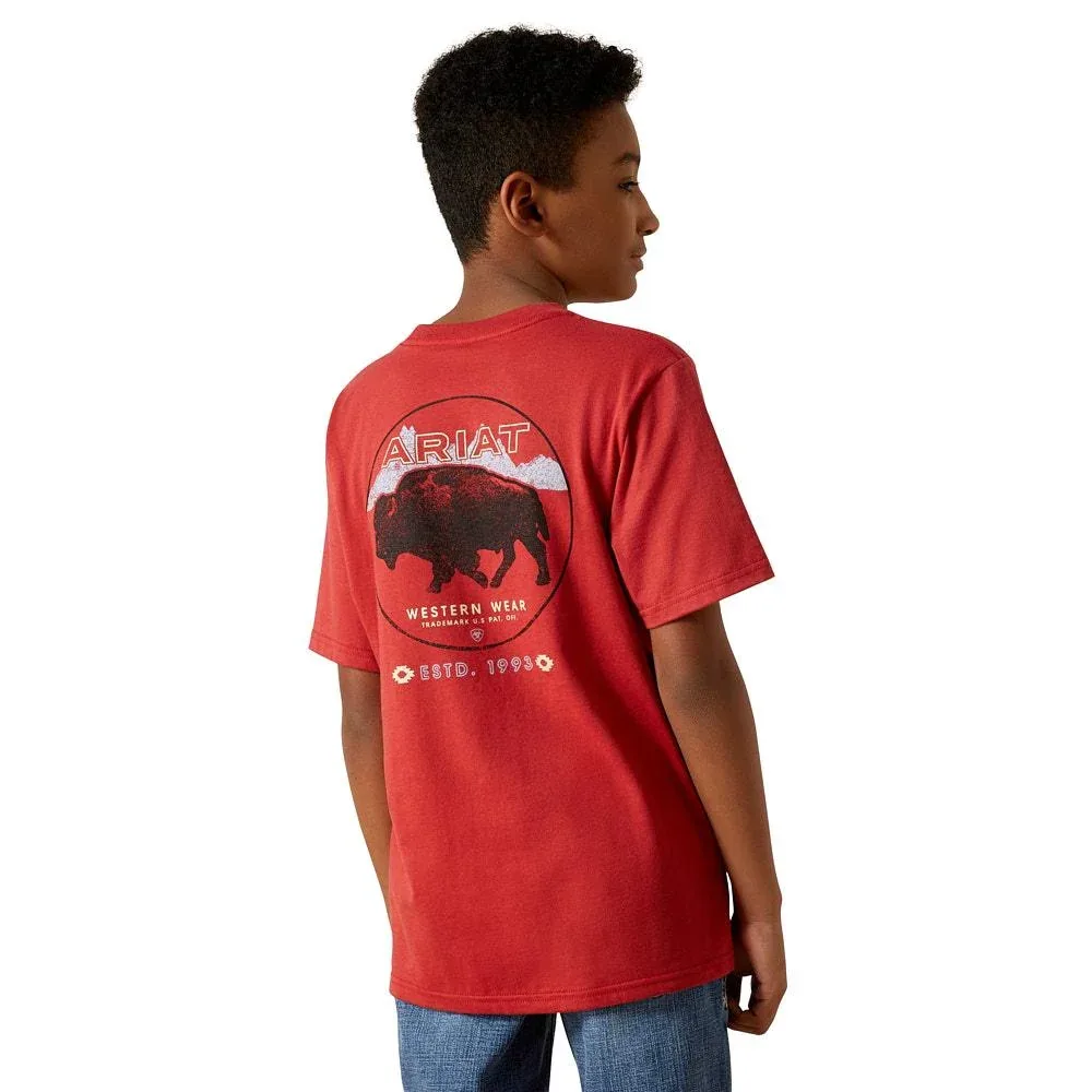 Ariat Boy's Brick Red Patriot Buffalo Coin Tee Shirt