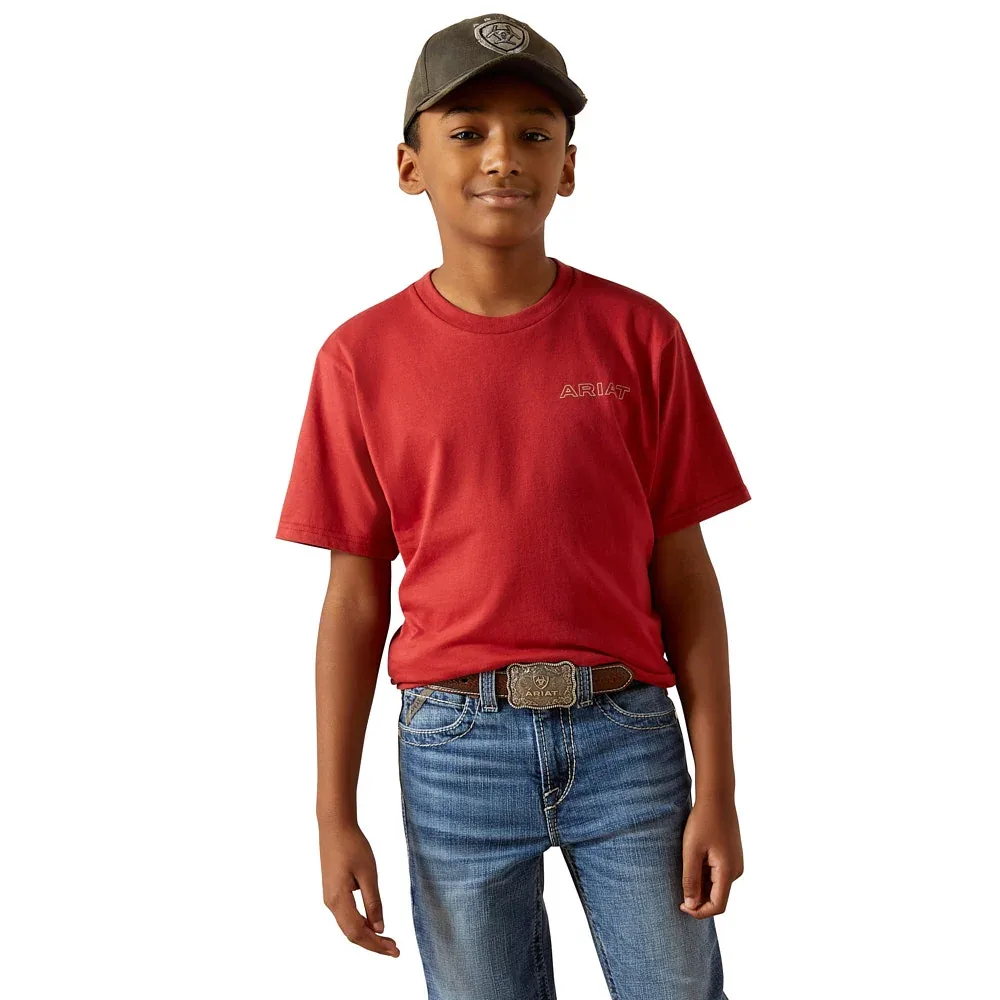 Ariat Boy's Brick Red Patriot Buffalo Coin Tee Shirt - Image 2