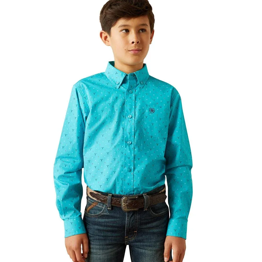 Ariat Boys Classic Fit Turquoise Shirt