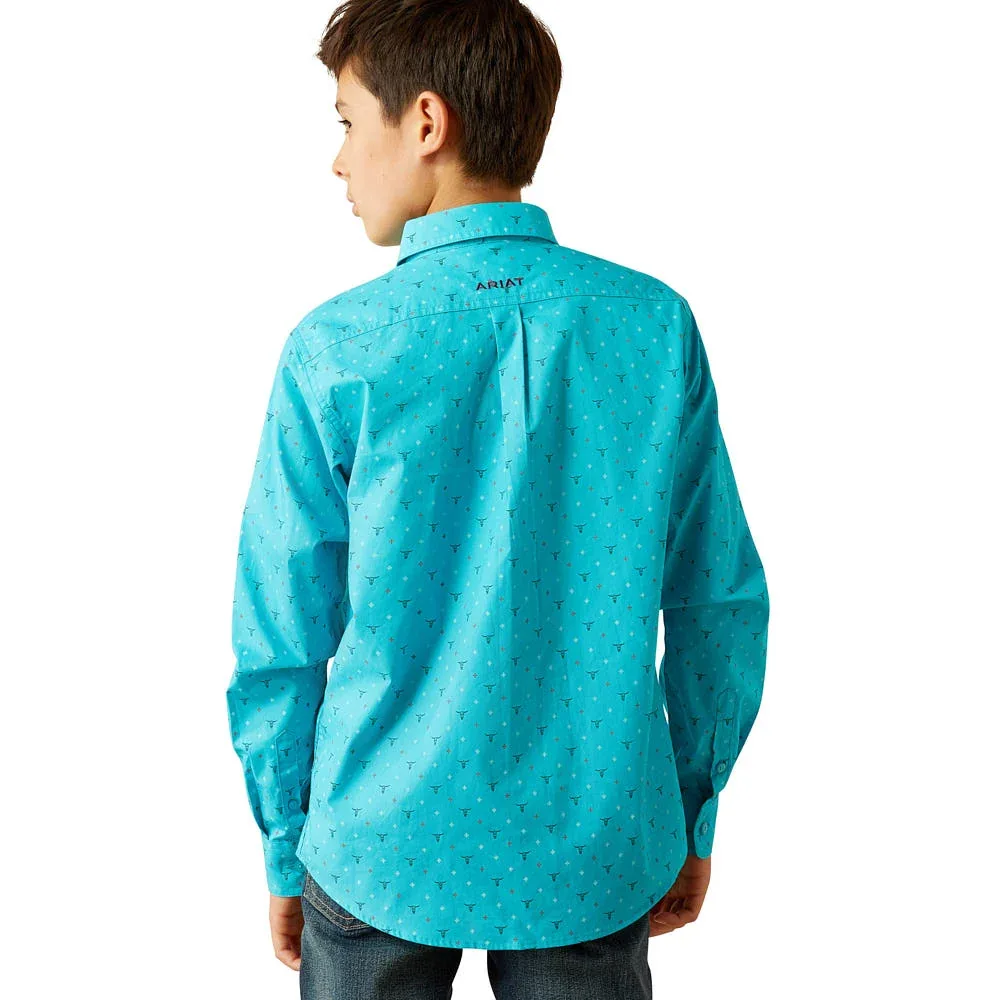 Ariat Boys Classic Fit Turquoise Shirt - Image 2