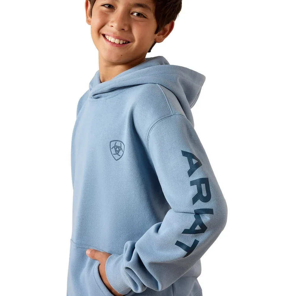 Ariat Boy's Denim Blue Logo Hoodie - Image 2