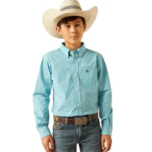 Ariat Boy's Light Blue Pro Series Wilmer Long Sleeve Button Shirt