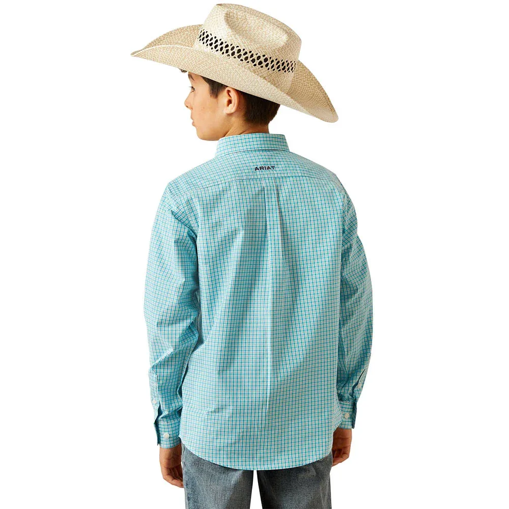 Ariat Boy's Light Blue Pro Series Wilmer Long Sleeve Button Shirt - Image 2