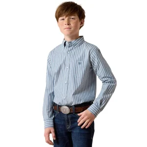 Ariat Boy's Teal Stripe Pro Series Delaney Shirt