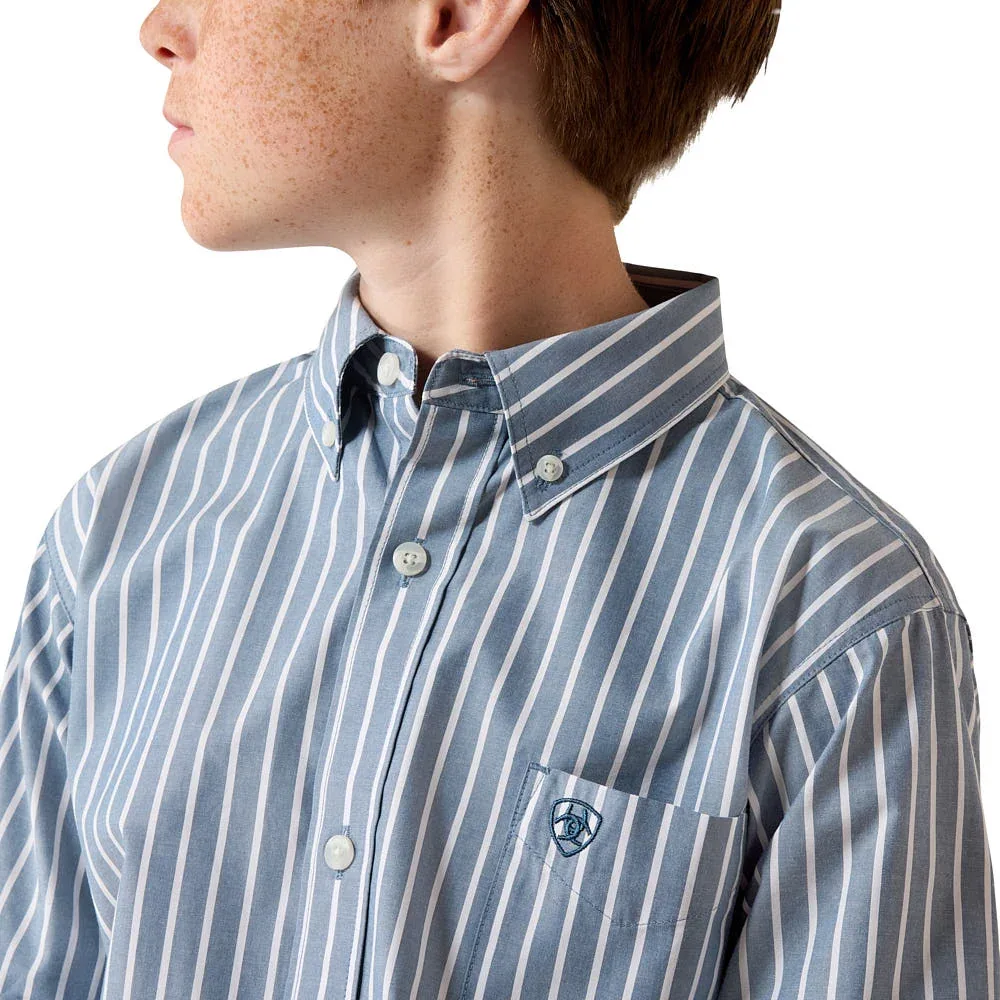 Ariat Boy's Teal Stripe Pro Series Delaney Shirt - Image 2