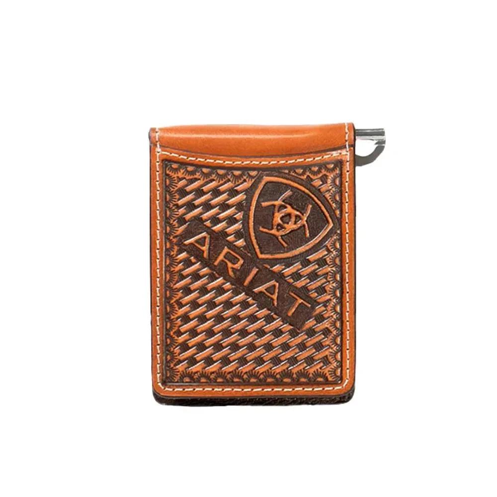 Ariat Brown Sunburst Basket Weave Money Clip