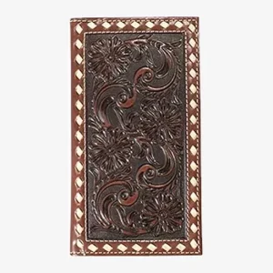 Ariat Chocolate Brown Tooled Inlay Rodeo Wallet