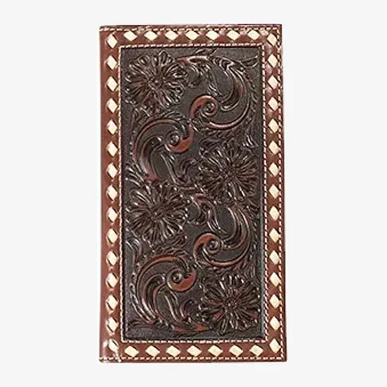 Ariat Chocolate Brown Tooled Inlay Rodeo Wallet