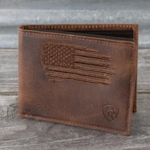 Ariat Flag Brown Bifold Wallet