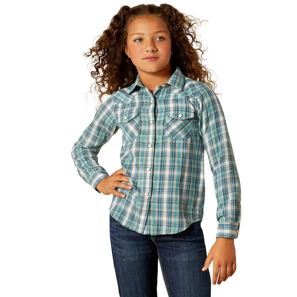 Ariat Girl's Darla Aquamarine Plaid Shirt